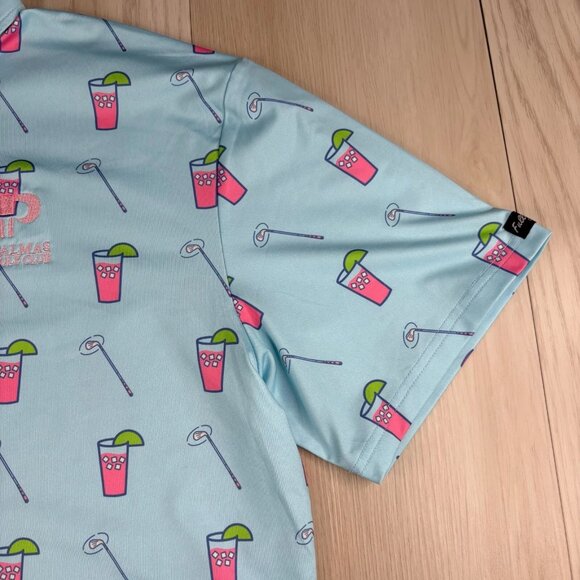 Full Wedge Golf Mens Aqua Blue Sip N’ Twirl Athletic Polo Golf Shirts Size 3XL - Picture 7 of 11